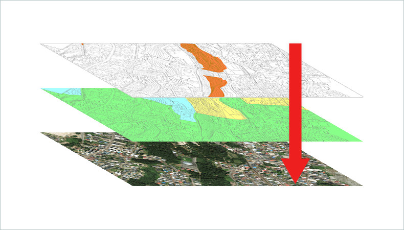 航空写真の重ね合わせイメージ