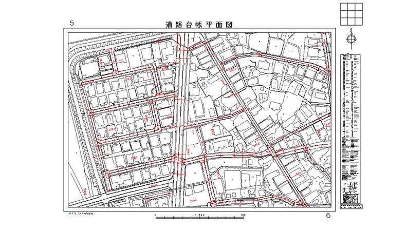デジタル地形図を利用した道路台帳平面図
